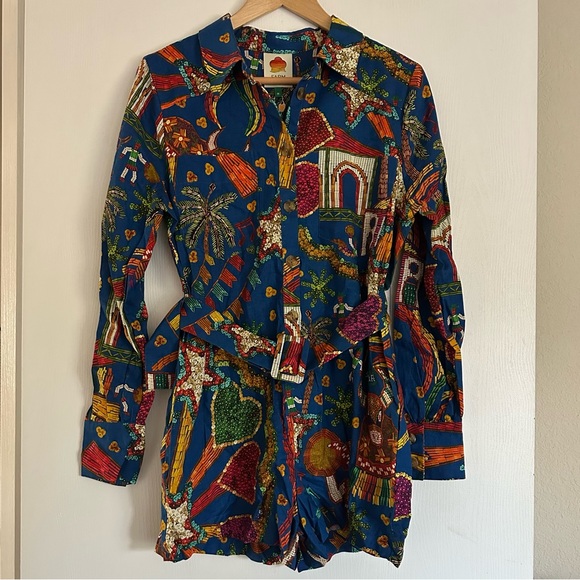 Vintage Colorful Patterned Shirt Dress